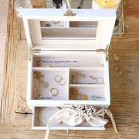 White Embroidered Jewellery Box