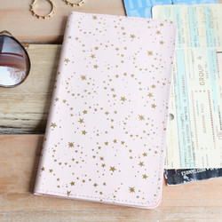 Gold Star Slim Travel Wallet in Pale Pink