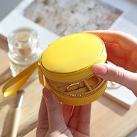 Mini Round Travel Jewellery Case in Matte Yellow