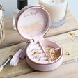 Inside of Personalised Lavender Bee Mini Round Travel Jewellery Case