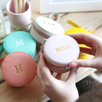 Personalised Foil Initials Mini Round Travel Jewellery Case
