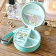 Lisa Angel Personalised Name Mini Round Travel Jewellery Case in Turquoise