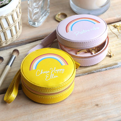 Personalised Rainbow Mini Round Travel Jewellery Case