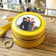 Lisa Angel Mustard Yellow Personalised 'Your Photo' Mini Round Travel Jewellery Case