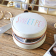 Women's Personalised Grey Rainbow Name Mini Round Travel Jewellery Case