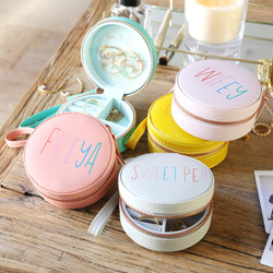 Personalised Rainbow Name Mini Round Travel Jewellery Case