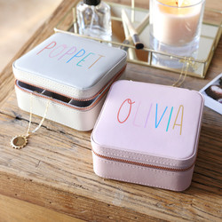 Personalised Rainbow Name Square Travel Jewellery Box