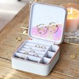 Inside of Personalised Meaningful Wording Square Travel Jewellery Box in Grey
