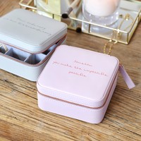 Personalised Meaningful Wording Square Travel Jewellery Box