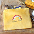 Lisa Angel Ladies' Embroidered Rainbow 'Stay Wonderful' Velvet Make Up Bag