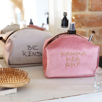 Personalised Embroidered Message Velvet Box Make Up Bag