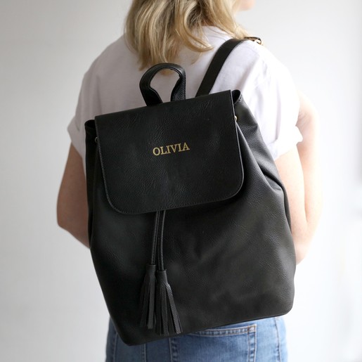 personalised leather backpack