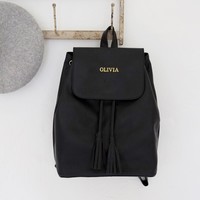 Personalised Foil Name Fold Top Vegan Leather Backpack