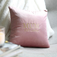 Personalised Embroidered 'Mum Est.' Square Velvet Cushion
