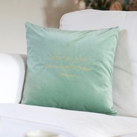 Personalised Embroidered 'My Cup of Tea' Square Velvet Cushion