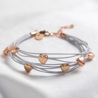 Multi-Strand Heart Bracelet in Grey and Rose Gold