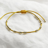 Mustard Yellow Cord and Gold Bead Friendship Bracelet