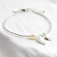Personalised Double Charm Seed Bead & Pearl Bracelet