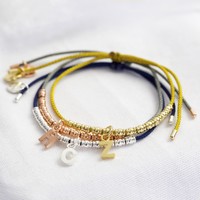 Personalised Initial Cord and Bead Friendship Bracelet
