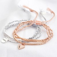 Personalised Multi Strand Twisted Beaded Cord Friendship Bracelet