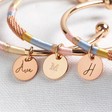 Lisa Angel Engraved Personalised Rose Gold Wrapped Bangle in Blue and Pink