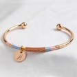 Lisa Angel Personalised Rose Gold Wrapped Bangle in Blue and Pink