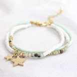 Personalised Triple Layer Beaded Bracelet in Aqua