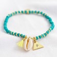 Lisa Angel Turquoise Personalised Beaded Shell Charm Bracelet
