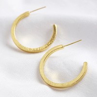 Brushed Bar Hoop Earrings in Gold