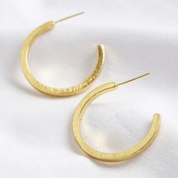 Brushed Bar Hoop Earrings in Gold