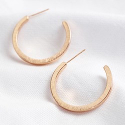 Brushed Bar Hoop Earrings in Rose Gold