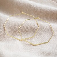 Brushed Gold Sterling Silver Octagonal Hoop Earrings