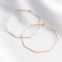 Delicate Octagonal Hoop Earrings in Rose Gold