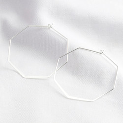 Delicate Octagonal Hoop Earrings in Silver