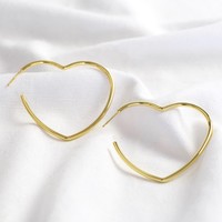 Large Heart Hoop Earrings in Gold