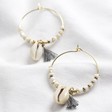 Lisa Angel Ladies' White Bead and Shell Hoop Earrings