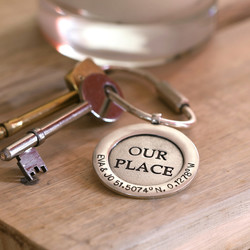 Personalised Antiqued Silver 'Our Place' Keyring
