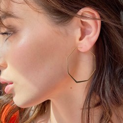 Delicate Octagonal Hoop Earrings in Gold
