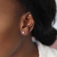 Round Dark Sterling Silver Diamante Stud Earrings on Model