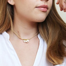 Faux Suede and Shell Charm Choker Necklace