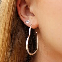 Large Heart Hoop Earrings in Silver