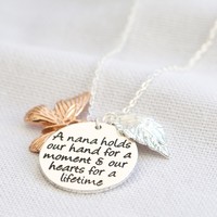 'A Nana Holds Our Hand' Quote Necklace