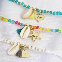 Personalised Beaded Shell Charm Necklace
