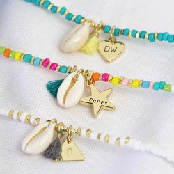 Personalised Beaded Shell Charm Necklace