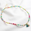 Lisa Angel Boho Rainbow Beads and Shell Charm Necklace