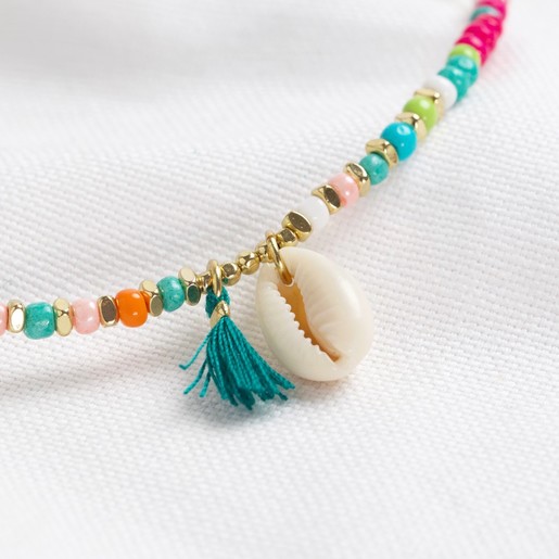 Multi Strand Turquoise and Spiny Oyster Shell Bead Necklace - Dillon &  Nattarika