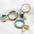 Lisa Angel Beaded Stretch Rings with Shell Charm