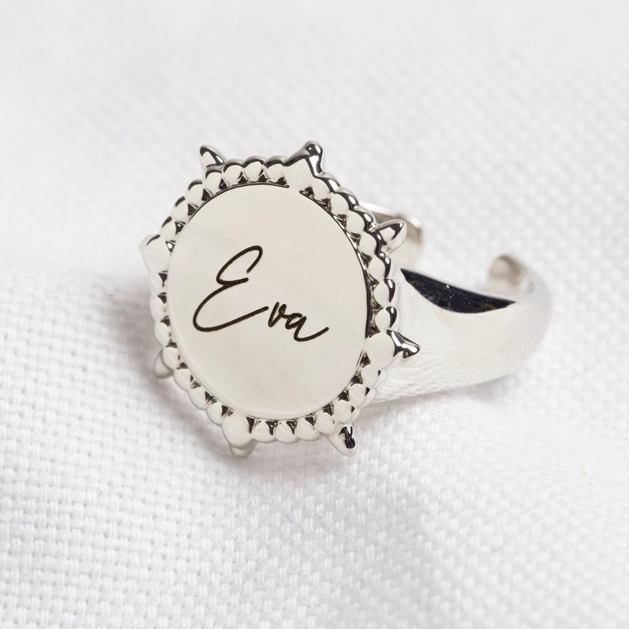 Personalised Sun Signet Ring Lisa Angel Jewellery Collection Engraved Big Bold