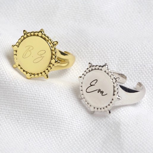 Lisa Angel Ladies' Personalised Sun Signet Ring
