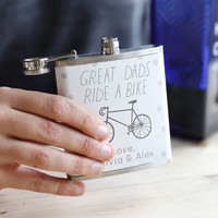 Personalised Stainless Steel 'Great Dads Ride a Bike' Hip Flask